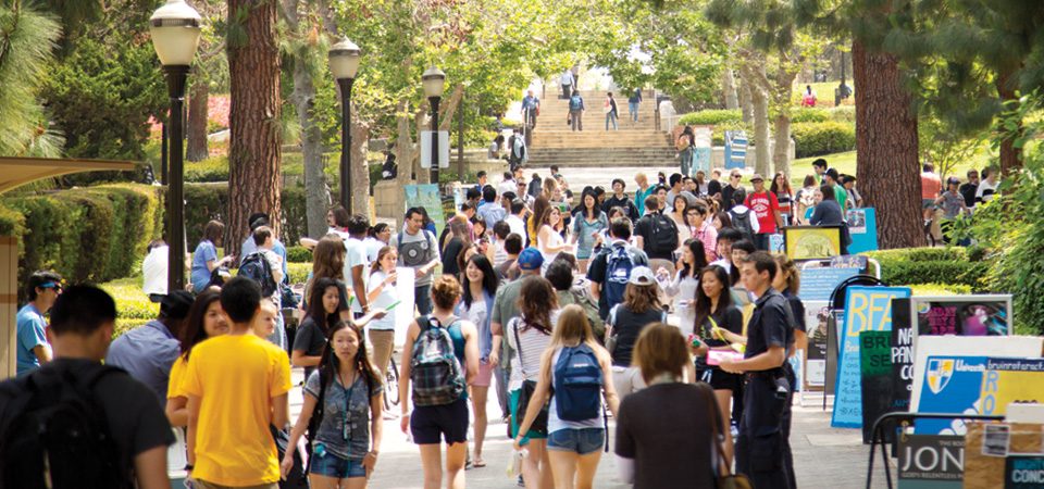 Students walking on bruin walk