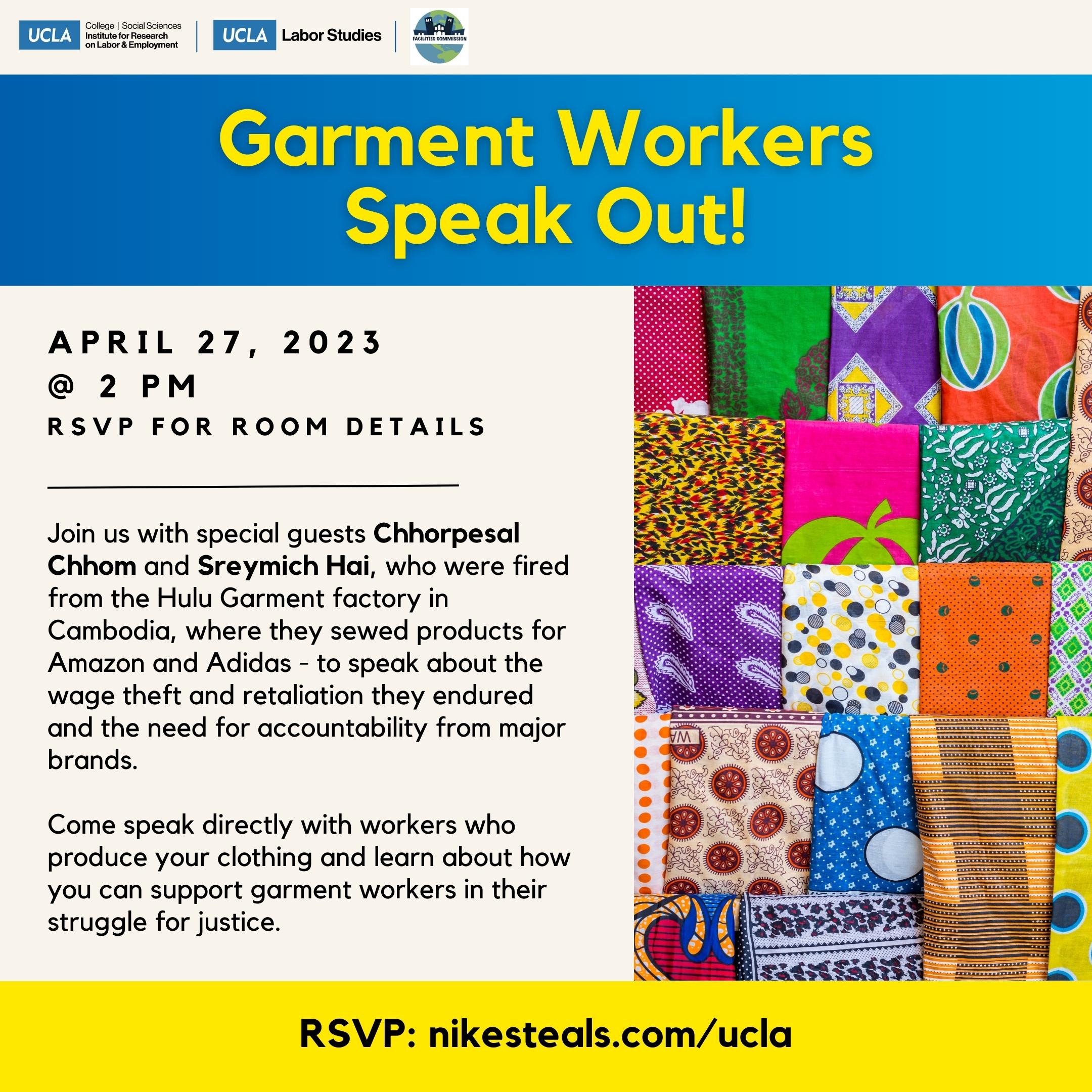 Garment Workers Speak Out! even flyer