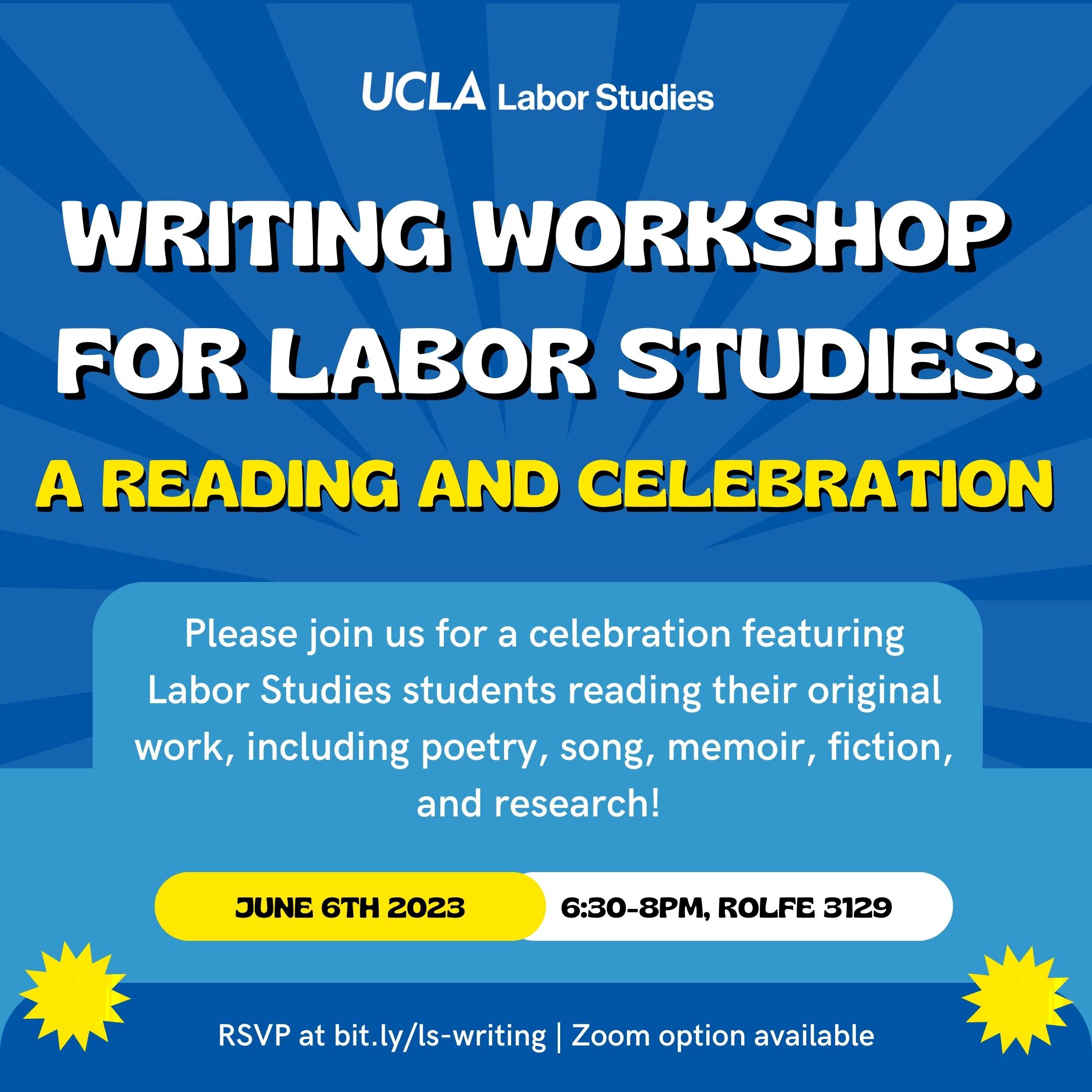 Writing workshop for Labor Studies: A Reading and Celebration