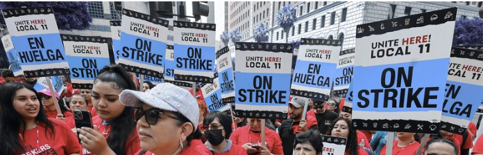 Group of women on strike